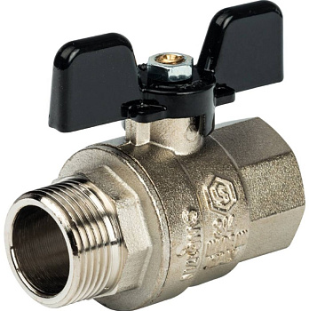 Кран шаровый полнопроходной Ду 20 (3/4") ВР/НР, ручка бабочка STOUT